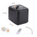 Aquanest 3L steam pot with hose, remote control and aroma tray, shown with dimensions